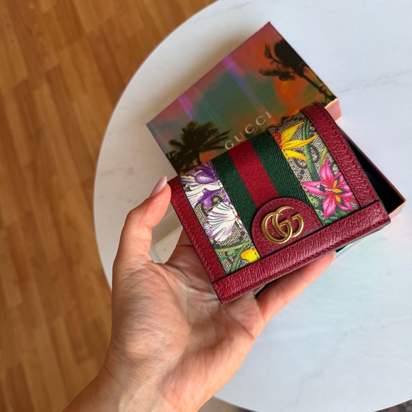 Gucci GG Supreme Mini Wallet Ophidia Floral Print / Web Stripe / New / Full Set - Picture 12 of 16